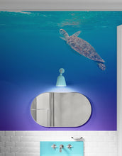Carregar imagem no visualizador da galeria, Swimming Sea Turtle Coming Up for Air Wall Mural. Pastel Color Sea Life. Peel and Stick Wallpaper. #6406