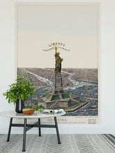 Carregar imagem no visualizador da galeria, Vintage Illustration of the Statue of Liberty Wall Mural. The Great Bartholdi Statue, Liberty Enlightening the World Peel and Stick Wallpaper. #6409