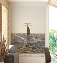 Carregar imagem no visualizador da galeria, Vintage Illustration of the Statue of Liberty Wall Mural. The Great Bartholdi Statue, Liberty Enlightening the World Peel and Stick Wallpaper. #6409
