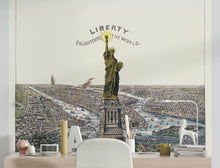 Carregar imagem no visualizador da galeria, Vintage Illustration of the Statue of Liberty Wall Mural. The Great Bartholdi Statue, Liberty Enlightening the World Peel and Stick Wallpaper. #6409