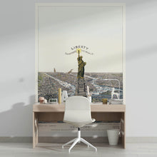 Carregar imagem no visualizador da galeria, Vintage Illustration of the Statue of Liberty Wall Mural. The Great Bartholdi Statue, Liberty Enlightening the World Peel and Stick Wallpaper. #6409