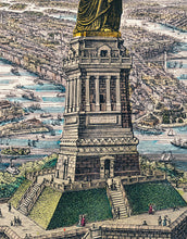 Carregar imagem no visualizador da galeria, Vintage Illustration of the Statue of Liberty Wall Mural. The Great Bartholdi Statue, Liberty Enlightening the World Peel and Stick Wallpaper. #6409