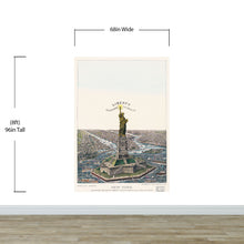 Carregar imagem no visualizador da galeria, Vintage Illustration of the Statue of Liberty Wall Mural. The Great Bartholdi Statue, Liberty Enlightening the World Peel and Stick Wallpaper. #6409