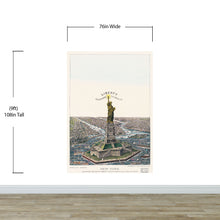 Carregar imagem no visualizador da galeria, Vintage Illustration of the Statue of Liberty Wall Mural. The Great Bartholdi Statue, Liberty Enlightening the World Peel and Stick Wallpaper. #6409