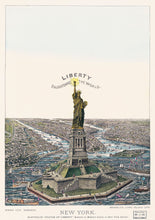 Carregar imagem no visualizador da galeria, Vintage Illustration of the Statue of Liberty Wall Mural. The Great Bartholdi Statue, Liberty Enlightening the World Peel and Stick Wallpaper. #6409