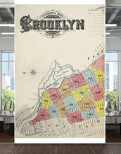 Carregar imagem no visualizador da galeria, Retro Vintage Map of Brooklyn New York Wall Mural. 1888 Map of NYC Peel and Stick Wallpaper. #6410
