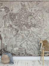 Carregar imagem no visualizador da galeria, Vintage Old Map of Rome Italy Wall Mural. The Large Plan of Rome Peel and Stick Wallpaper. #6412