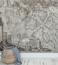 Carregar imagem no visualizador da galeria, Vintage Old Map of Rome Italy Wall Mural. The Large Plan of Rome Peel and Stick Wallpaper. #6412