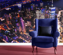 Carregar imagem no visualizador da galeria, New York City Cyber Punk Synth Wave Wall Mural. 80’s Synth Wave Pop Style Bright Color Wallpaper. #6414