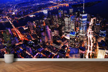 Carregar imagem no visualizador da galeria, New York City Cyber Punk Synth Wave Wall Mural. 80’s Synth Wave Pop Style Bright Color Wallpaper. #6414