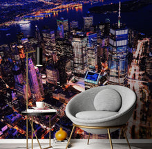 Carregar imagem no visualizador da galeria, New York City Cyber Punk Synth Wave Wall Mural. 80’s Synth Wave Pop Style Bright Color Wallpaper. #6414