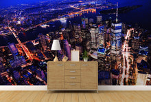 Carregar imagem no visualizador da galeria, New York City Cyber Punk Synth Wave Wall Mural. 80’s Synth Wave Pop Style Bright Color Wallpaper. #6414