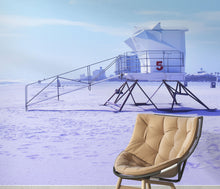 Carregar imagem no visualizador da galeria, Lifeguard Tower on Pensacola Beach Wall Mural. Pastel Color Theme Peel and Stick Wallpaper. #6415