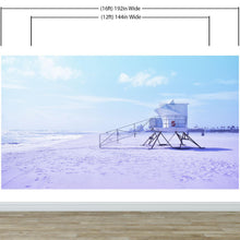 Carregar imagem no visualizador da galeria, Lifeguard Tower on Pensacola Beach Wall Mural. Pastel Color Theme Peel and Stick Wallpaper. #6415