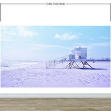 Carregar imagem no visualizador da galeria, Lifeguard Tower on Pensacola Beach Wall Mural. Pastel Color Theme Peel and Stick Wallpaper. #6415