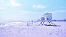 Carregar imagem no visualizador da galeria, Lifeguard Tower on Pensacola Beach Wall Mural. Pastel Color Theme Peel and Stick Wallpaper. #6415