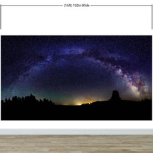 Carregar imagem no visualizador da galeria, Milky Way Galaxy Stars Wall Mural. Starry Night Over Devils Tower National Monument Park. #6416