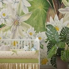 Load image into Gallery viewer, Botanical Flower Wall Mural. Color Pencil Artwork of Flower Garden Peel and Stick Wallpaper. Paradise Botanical Flowers and Leave Black Background. #6426