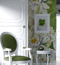 Load image into Gallery viewer, Botanical Flower Wall Mural. Color Pencil Artwork of Flower Garden Peel and Stick Wallpaper. Paradise Botanical Flowers and Leave Black Background. #6426