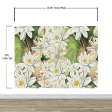 Load image into Gallery viewer, Botanical Flower Wall Mural. Color Pencil Artwork of Flower Garden Peel and Stick Wallpaper. Paradise Botanical Flowers and Leave Black Background. #6426