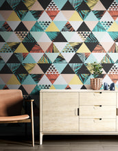 Carregar imagem no visualizador da galeria, Triangle Geometric Abstract Palm Tree Leaves Pattern Wall Mural. #6431