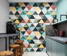 Carregar imagem no visualizador da galeria, Triangle Geometric Abstract Palm Tree Leaves Pattern Wall Mural. #6431