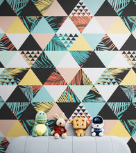 Carregar imagem no visualizador da galeria, Triangle Geometric Abstract Palm Tree Leaves Pattern Wall Mural. #6431