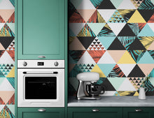 Carregar imagem no visualizador da galeria, Triangle Geometric Abstract Palm Tree Leaves Pattern Wall Mural. #6431