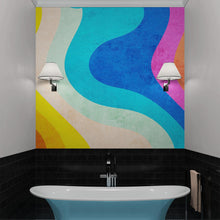 Carregar imagem no visualizador da galeria, Abstract Retro Rainbow Color Curve Pattern Wall Mural. #6433