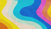 Carregar imagem no visualizador da galeria, Abstract Retro Rainbow Color Curve Pattern Wall Mural. #6433