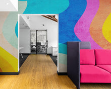 Carregar imagem no visualizador da galeria, Abstract Retro Rainbow Color Curve Pattern Wall Mural. #6433
