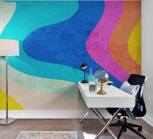 Carregar imagem no visualizador da galeria, Abstract Retro Rainbow Color Curve Pattern Wall Mural. #6433