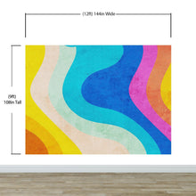 Carregar imagem no visualizador da galeria, Abstract Retro Rainbow Color Curve Pattern Wall Mural. #6433