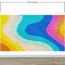 Carregar imagem no visualizador da galeria, Abstract Retro Rainbow Color Curve Pattern Wall Mural. #6433
