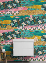 Carregar imagem no visualizador da galeria, Pink Butterflies Abstract Pattern Wall Mural. Retro Pink Color Illustration Design. #6434