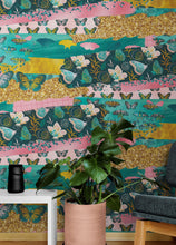 Carregar imagem no visualizador da galeria, Pink Butterflies Abstract Pattern Wall Mural. Retro Pink Color Illustration Design. #6434