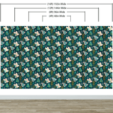 Load image into Gallery viewer, Butterfly Pattern Wall Mural. Retro Green and Gold Color Illustration Design. Bedroom, Nursery, Home Decor. #6435
