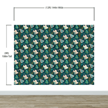 Load image into Gallery viewer, Butterfly Pattern Wall Mural. Retro Green and Gold Color Illustration Design. Bedroom, Nursery, Home Decor. #6435
