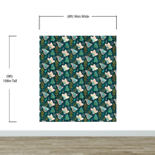 Load image into Gallery viewer, Butterfly Pattern Wall Mural. Retro Green and Gold Color Illustration Design. Bedroom, Nursery, Home Decor. #6435