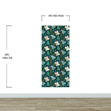 Load image into Gallery viewer, Butterfly Pattern Wall Mural. Retro Green and Gold Color Illustration Design. Bedroom, Nursery, Home Decor. #6435