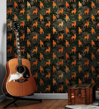 Carregar imagem no visualizador da galeria, Deer Silhouette Camouflage Wall Mural. Military Theme / Hunter Home Decor. Peel and Stick Wallpaper. #6436