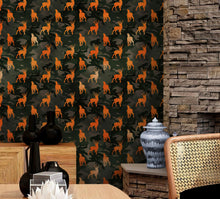 Carregar imagem no visualizador da galeria, Deer Silhouette Camouflage Wall Mural. Military Theme / Hunter Home Decor. Peel and Stick Wallpaper. #6436