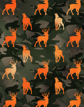 Carregar imagem no visualizador da galeria, Deer Silhouette Camouflage Wall Mural. Military Theme / Hunter Home Decor. Peel and Stick Wallpaper. #6436