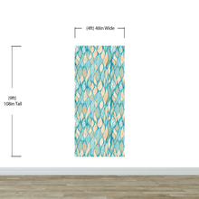 Carregar imagem no visualizador da galeria, Teal Color Autumn Leaves Pattern Wall Mural. Retro Illustration Foliage Pattern. #6438