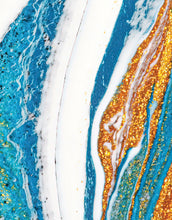 Carregar imagem no visualizador da galeria, Abstract Bright Color Ink Splotch Pattern Wall Mural. Gold, White and Blue. #6439