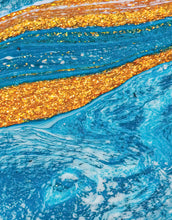 Carregar imagem no visualizador da galeria, Abstract Bright Color Ink Splotch Pattern Wall Mural. Gold, White and Blue. #6439