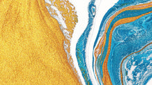 Carregar imagem no visualizador da galeria, Abstract Bright Color Ink Splotch Pattern Wall Mural. Gold, White and Blue. #6439