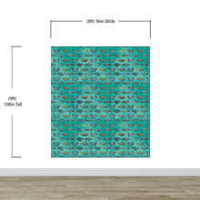Load image into Gallery viewer, Butterfly Pattern on Green Background Wall Mural. Retro Green, Pink and Gold Color Illustration Design. Bedroom, Nursery, Home Decor. Peel and Stick Wallpaper. #6440