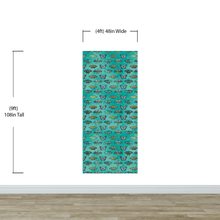 Load image into Gallery viewer, Butterfly Pattern on Green Background Wall Mural. Retro Green, Pink and Gold Color Illustration Design. Bedroom, Nursery, Home Decor. Peel and Stick Wallpaper. #6440