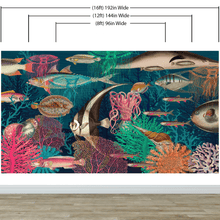 Carregar imagem no visualizador da galeria, Vintage Retro Underwater Marine Sea Life Wall Mural. Beach / Nautical / Marine Life Theme Peel and Stick Wallpaper. #6442